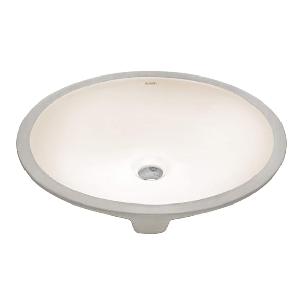 Ruvati 16 x 13 inch Undermount Bathroom Sink Biscuit Oval Porcelain Ceramic with Overflow RVB0618BC - main